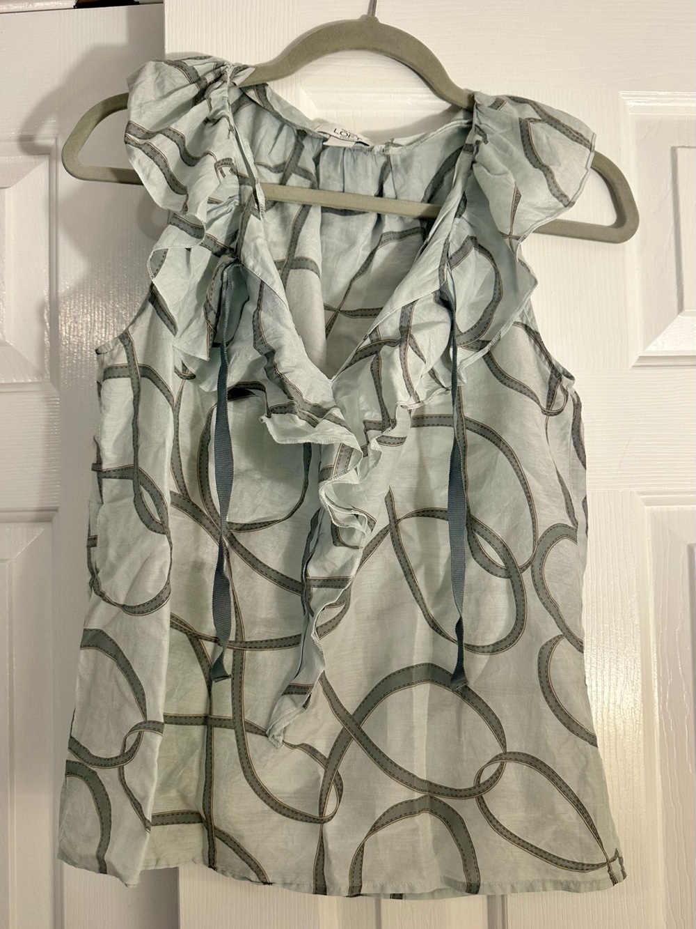 LOFT Pale Blue Ruffle Tie-Front Camisole